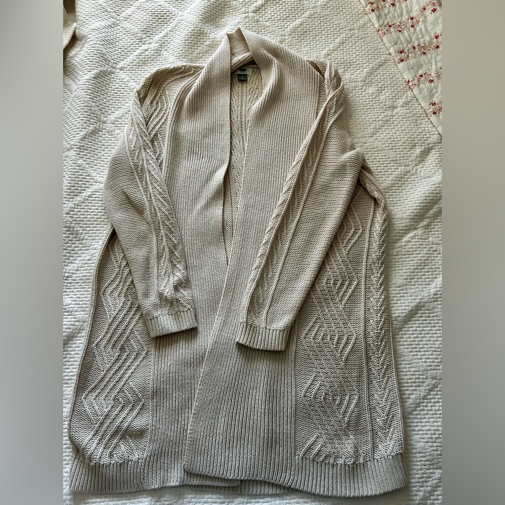 Old Navy Cream Open-Front Cable-Knit Cardigan Sweater